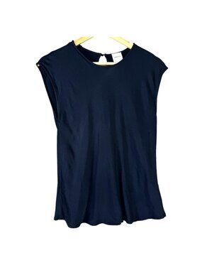 Maeve Anthropologie Black Satin Blouse Size Medium Minimalist Neutral Career